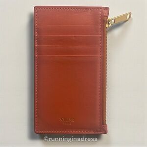 Authentic Celine Zipped Card Holder in
Terracotta Grained Calfskin Leather